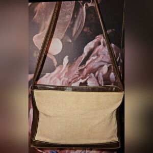 Coach Vintage Bleecker Linen Leather Shoulder Bag 1999